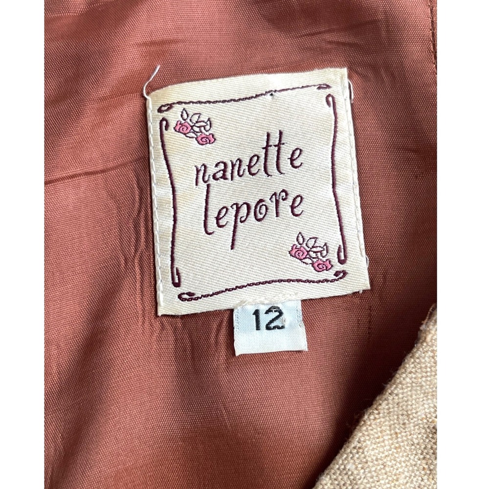 Vintage Nanette Lepore Skirt Women 12 Tan Wool Silk Blend Knee Length brown line - Picture 4 of 10